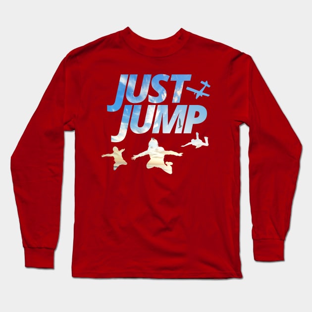 Sky Diving Just jump Sky Diver Sky silhouettes Long Sleeve T-Shirt by Surfer Dave Designs